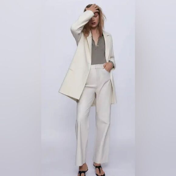 Zara Oversized Textured Wool Blend Coat Jacket w Pockets in Oyster White Small - Picture 6 of 10